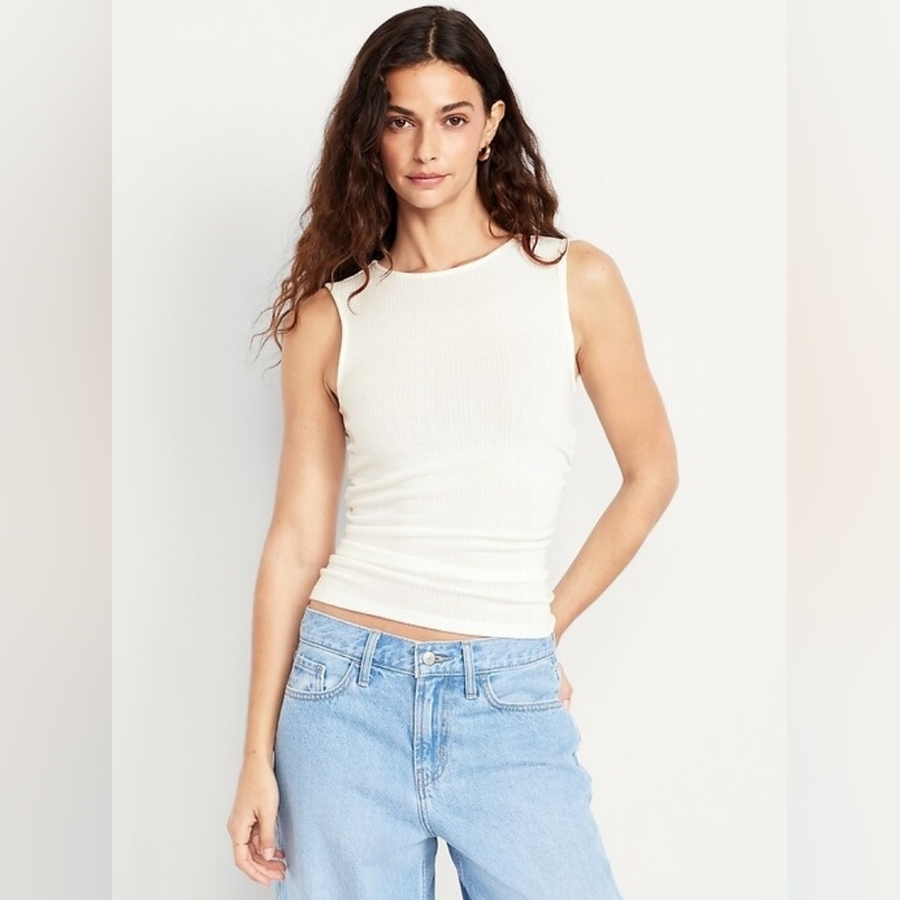 NWT Old Navy High Neck Shirred Crop Top